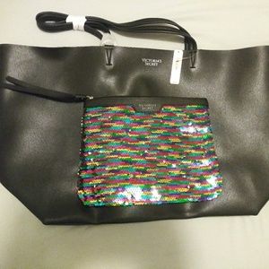 VICTORIA SECRET FAUX LEATHER TOTE BAGS